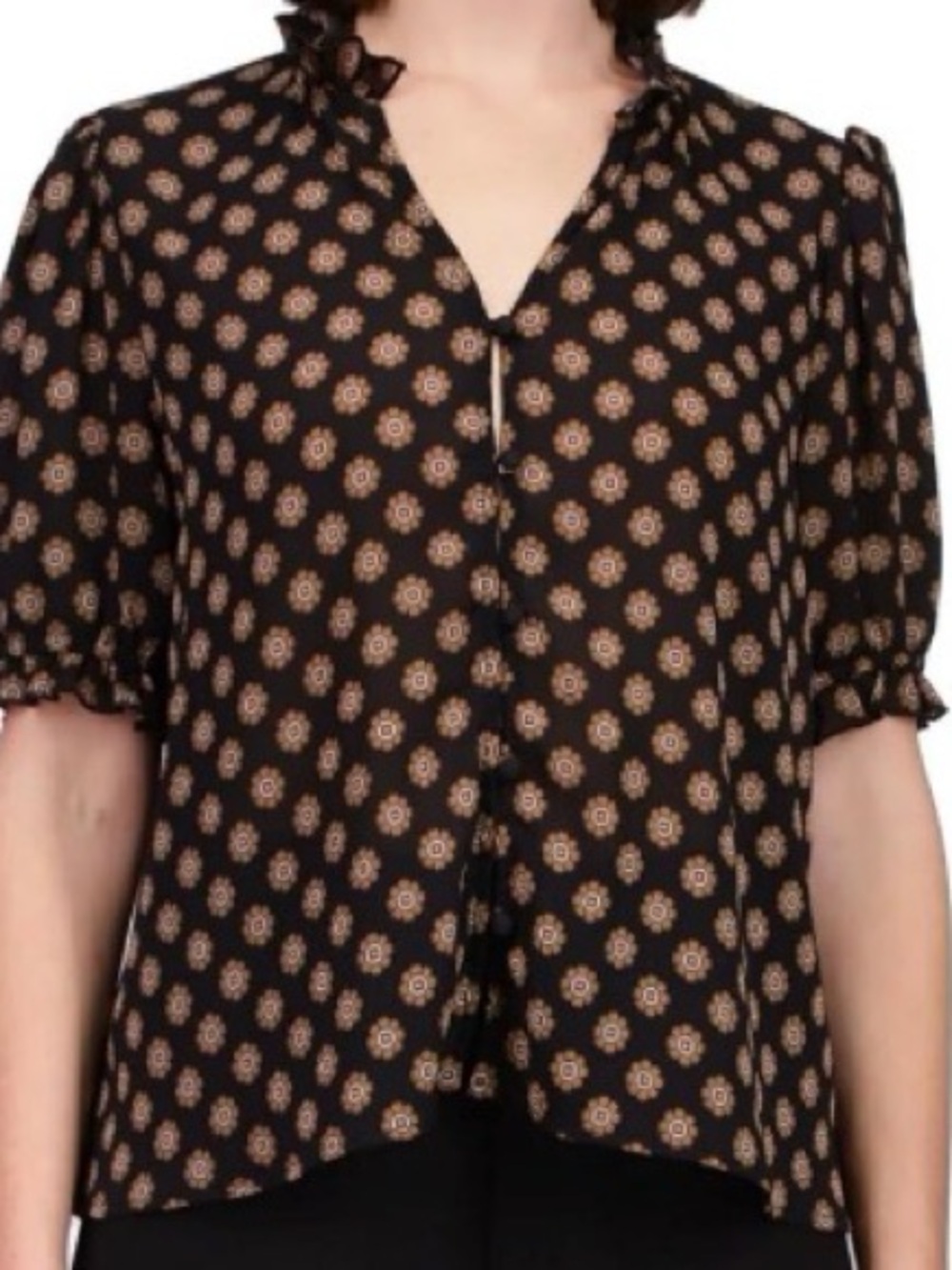 Sanctuary "Fall Into You" Button Front Blouse Black Floral Button with camisole